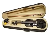 VIOLINSMART Solid BLACK color 1/4 Size Teachers Recommended Student Violin + Bow + Case + Rosin Complete Set