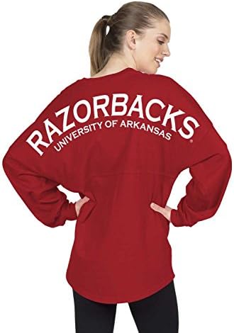 Razorbacks University of Arkansas - Classic Unisex Long Sleeve, Crew Neck Spirit Football Jersey Red13-M-White