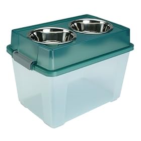 IRIS Dog Airtight Elevated Storage Feeder with 2 Stainless Steel Bowls