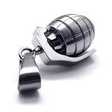 KONOV Jewelry Stainless Steel Grenade Pendant Military Mens Necklace (Silver) 18″,20″,22″,24″ OR 26″ Chain