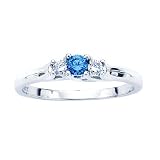 3 Diamond Anniversary Ring 1/4 ct. in 14K White Gold with Blue Center Diamond