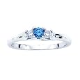3 Diamond Anniversary Ring 1/4 ct. in 10K White Gold with Blue Center Diamond