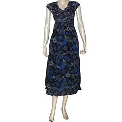 Long Sun Dress Casual Tank Spaghetti Straps Flirty Cotton Fabric Made in India Size XS