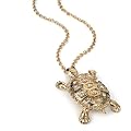 Large Tortoise Pendant Fashion Necklace Antique Gold