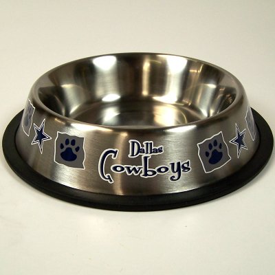 Buy DALLAS COWBOYS STAINLESS STEEL PET DISH DOG BOWL by Champions on Display