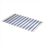BLUE AND WHITE CUT SHUTTLE RUG