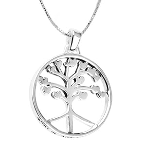 Sterling Silver "Roots Of Peace Run Deep" Circle Tree Pendant 18"