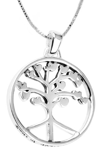 Sterling Silver “Roots Of Peace Run Deep” Circle Tree Pendant, 18″