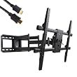 VideoSecu Articulating Full Motion TV Wall Mount for Large LED LCD Plasma TVs, Dual Arm pulls out up to 25 Inch, with Leveling Adjustments, Free HDMI Cable A37
