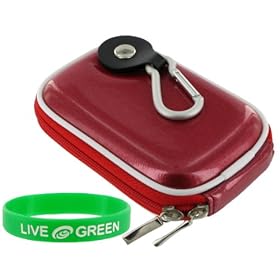 Hard Shell Carrying Case (Candy Red) for Flip MinoHD Camcorder Black