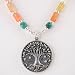 Sterling Silver, Carnelian and Turquoise Tree of Life Pendant Necklace, #8824