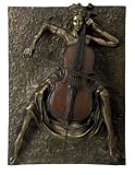 New CBK WALL DECOR EA 1 LADY PLAYINGCELLO 3D CAST ANTIQUE GOLDPOLYSTONE High Quality Modern Design