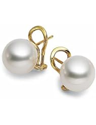 18K Yellow Gold Paspaley South Sea Cultured Fine Round Pearl Earrings -- LIFETIME WARRANTY