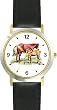 Mare and Foal Horse - WATCHBUDDY&reg; DELUXE TWO-TONE THEME WATCH - Arabic Numbers - Black Leather Strap-Size-Large ( Men's Size or Jumbo Women's Size )
