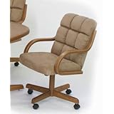 Set of 2 Dining Chairs with Casters Polyester Microfiber