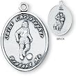 Sterling Silver Saint Christopher Ladies-Girls Soccer Medal and 18-inch Chain