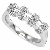 0.40 Ct.T.W. Round and Baguette Cut Diamonds in 14Kt. White Gold. Diamond Wedding Ring