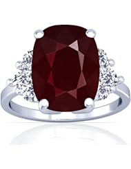 18K White Gold Cushion Cut Ruby Fana Designer Ring