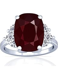 14K White Gold Cushion Cut Ruby Fana Designer Ring