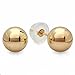 14k Yellow Gold Ball 6mm Stud Earrings with Silicone covered Gold Pushbacks