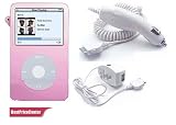 Pink Cover Skin Silicone Case for Apple Ipod Video 60g + White Car Charger for Apple Ipod Video + White Travel Charger for Apple Ipod Video