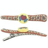 Heart Andflower Fimo Hair Clips Charm