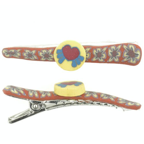 Heart Andflower Fimo Hair Clips Charm