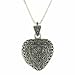 Sterling Silver Genuine Marcasite Heart Filigree Locket