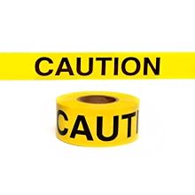 Presco B3104Y16-658 1000' Length x 3" Width x 4 mil Thick, Polyethylene, Yellow with Black Ink Barricade Tape, Legend "Caution" (Pack of 8)