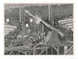 At the Circus Busch a Human Cannonball is Seemingly Shot from a Gun Art Giclee Poster Print by M. Blinzner, 24x18