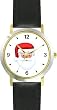 Santa Claus (Head) - Christmas Theme - JP - WATCHBUDDY&reg; DELUXE TWO-TONE THEME WATCH - Arabic Numbers - Black Leather Strap-Size-Children's Size-Small ( Boy's Size & Girl's Size )