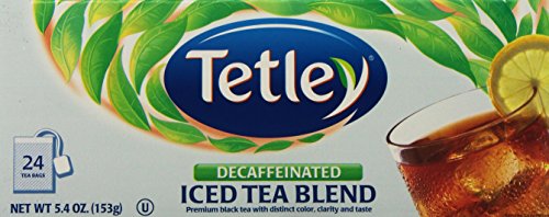 Tetley Naturally Decaffeinated Iced Tea Blend, Family Size, 24-Count Tea Bags (Pack of 6)