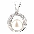 China Pearl and Diamond Circle 'O' Necklace