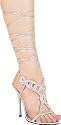 457-Sandee Beaded Front Panel Sandals With Leg Tie High Heel Shoes