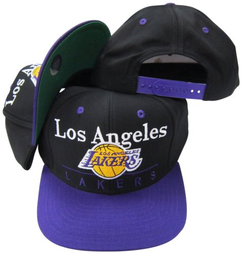 Los Angeles Lakers Black/Purple Two Tone Plastic Snapback Adjustable Plastic Snap Back Hat / Cap