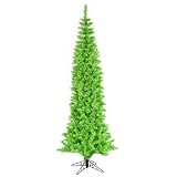 9 ft. Artificial Christmas Tree - Classic PVC Needles - Lime - Ashley Pencil - Prelit with Green Mini Christmas Lights - Vickerman K883081