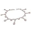 Valentine Gift for Girls Sterling Silver Rosequartz Anklets Pair 9.5 inches