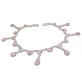 RoseQuartz Gemstone Anklet Buy Body Jewelry Online 29 Grams 9.5 Inches
