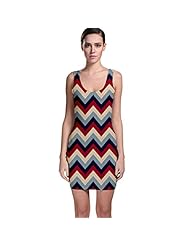 Chevron Print Polyester/Spandex Stretchy Bodycon Dress 