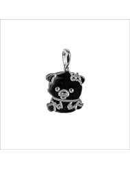 14k White Gold, Piggy Pendant Charm 13mm Wide