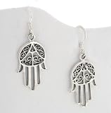 Image of Sterling Silver Hamsa or Hand of Fatima Earrings