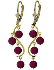 14k Gold Chandelier Earrings with Genuine Rubies