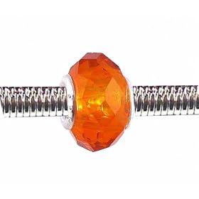 Pandora Style Charm Bead (Z59) Faceted Murano Lampwork Glass (14mm x 10mm) (fits Troll too)
