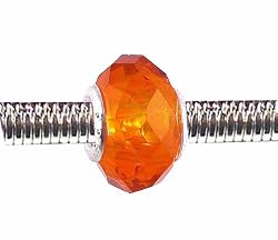 Pandora Style Charm Bead (Z59) Faceted Murano Style / Lampwork Glass (14mm x 10mm) (fits Troll too)