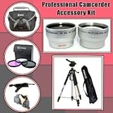 Digital Professional Camcorder Accessory Kit For The Canon VIXIA HF21 Dual Flash Memory Camcorder - Includes Wide Angle Macro and 2.5x Telephoto Zoom Lenses, 3 Piece Filter Kit (UV, Fluorescent, Polarizer), PRO 72 Inch Tripod, Carrying Soft Case, PLUS Our Exclusively ClearMax Designed Yellow Bendy Flexpod