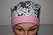 Surgical Scrub Hat Chef Nurse Cap Flirty Front Fold Pixie Grey White Damask Pink