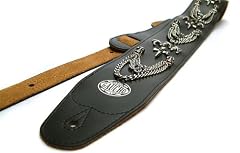 Black 'Biker Series' Faux Leather Guitar Strap for Electric/Acoustic/Bass Guitar