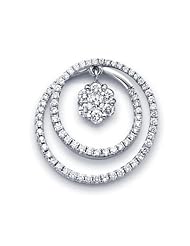 14k White Gold Flower Eternity Together Diamond Pendant (G Color, I1 Clarity)