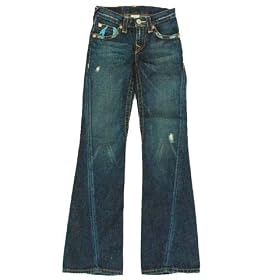 Girl's True Religion Joey Turquoise Painted Jean