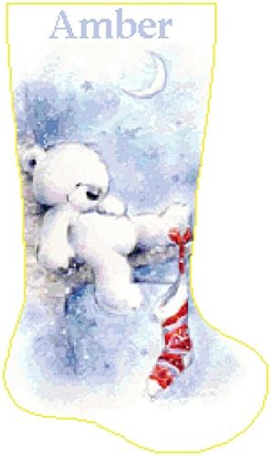 Pattern Only Cross Stitch Christmas Stocking Polar Bear 1 with Name